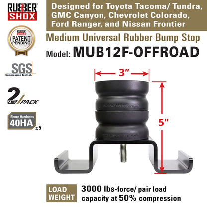 Modular Universal Off Road Rubber Bump Stops - MUB12F-OFFROAD  for Toyota Tacoma, Nissan Frontier, Chevrolet Colorado, Ford Ranger, GMC Canyon