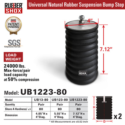 Universal Rubber Bump Stops - For Truck or Recreational Vehicle (RV) front/Rear Suspension System