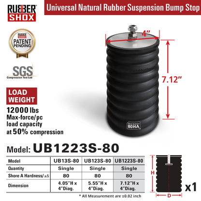 Universal Rubber Bump Stops - For Truck or Recreational Vehicle (RV) front/Rear Suspension System