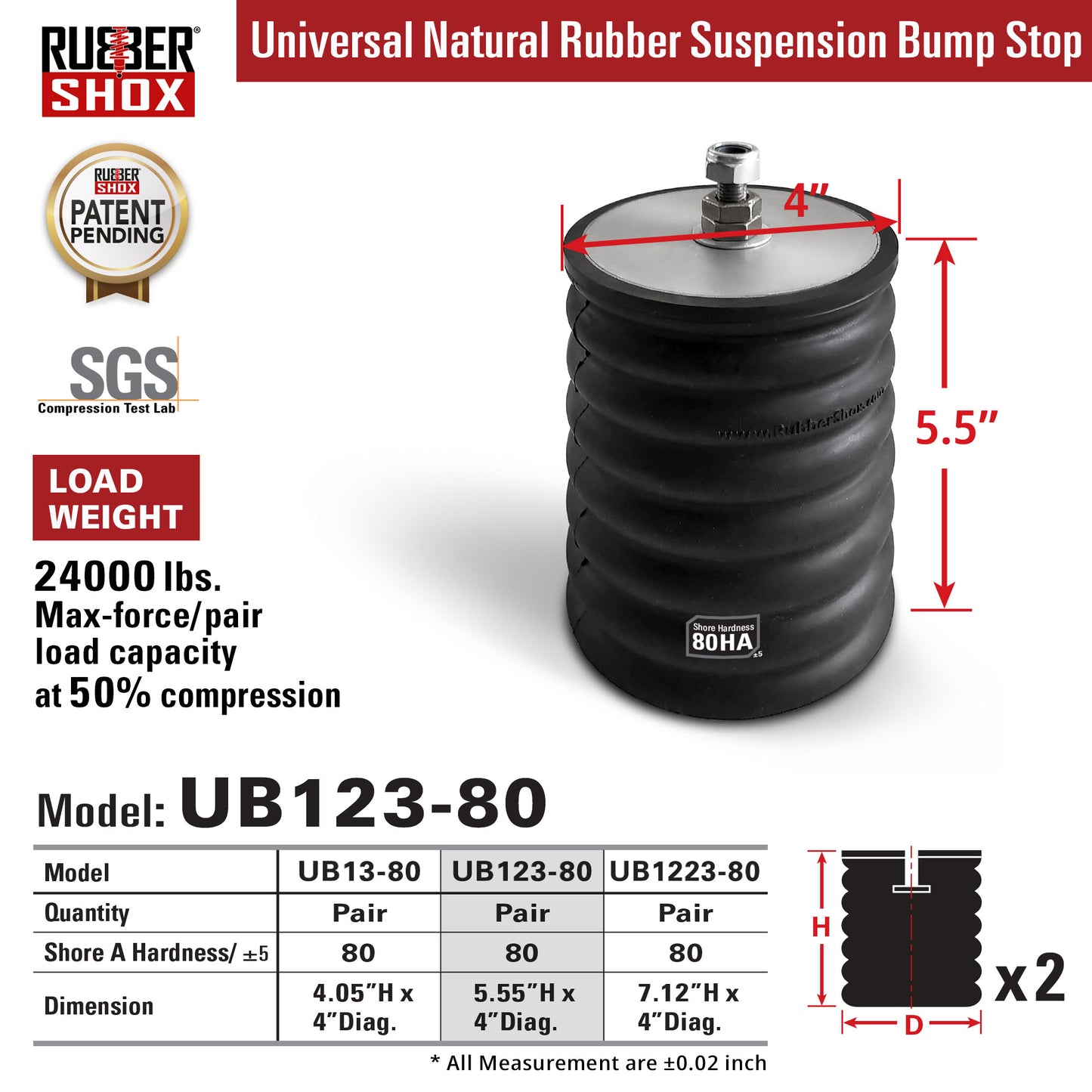 Universal Rubber Bump Stops - For Truck or Recreational Vehicle (RV) front/Rear Suspension System