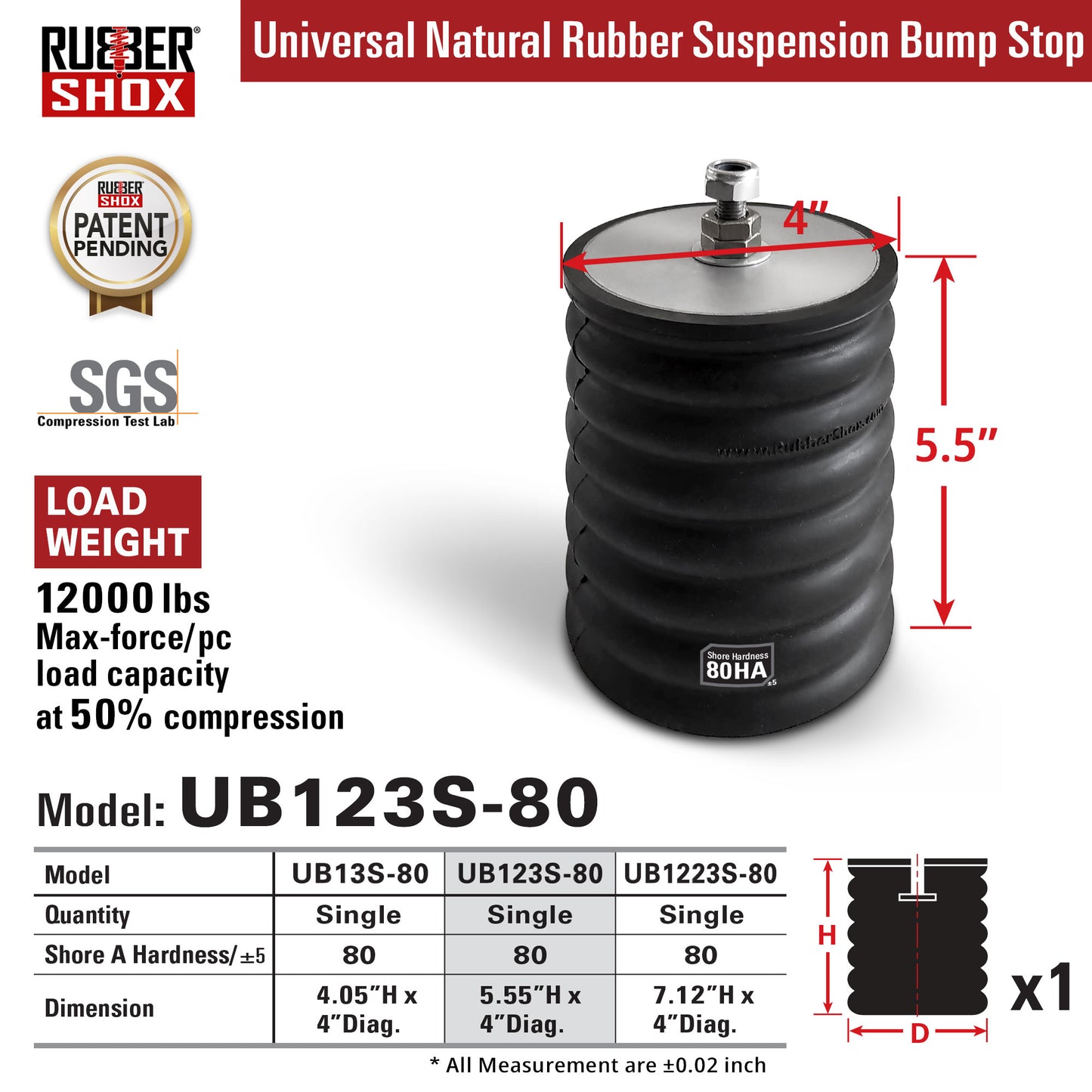 Universal Rubber Bump Stops - For Truck or Recreational Vehicle (RV) front/Rear Suspension System