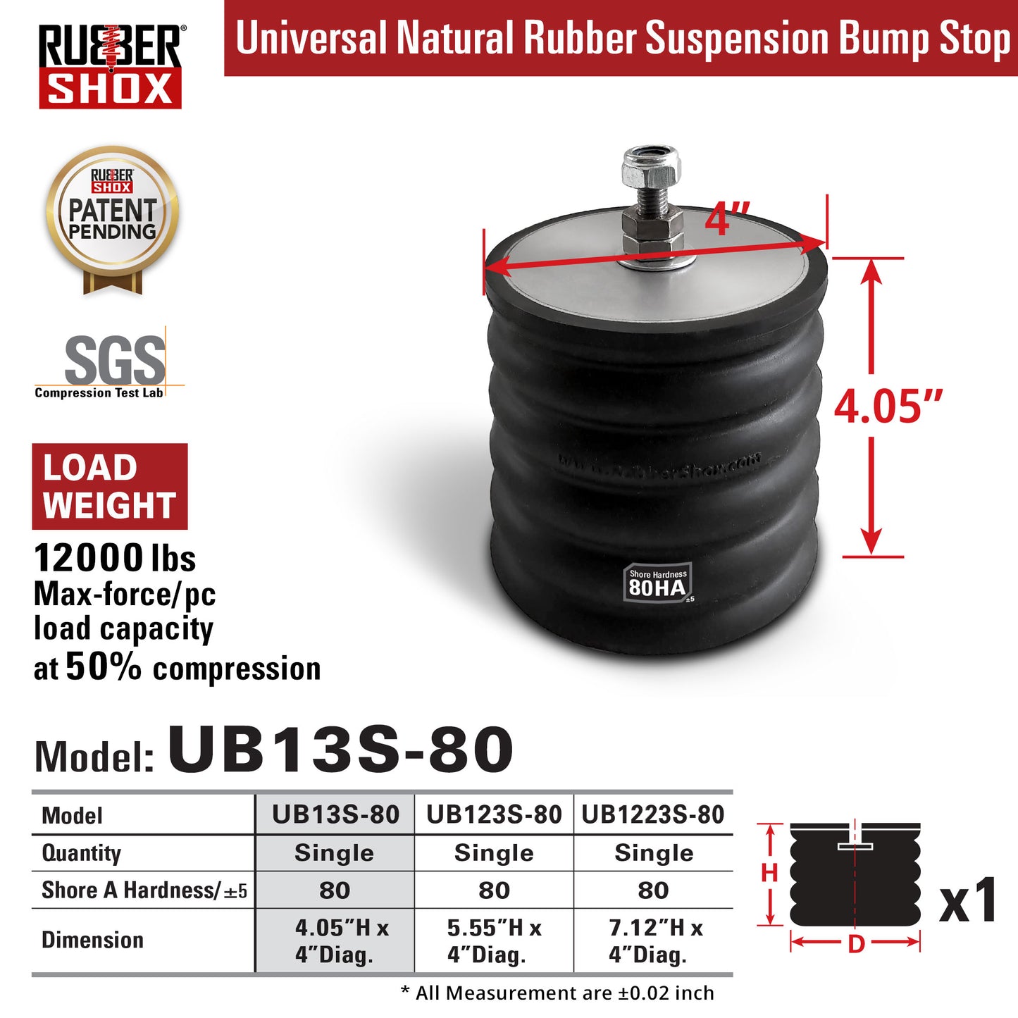 Universal Rubber Bump Stops - For Truck or Recreational Vehicle (RV) front/Rear Suspension System